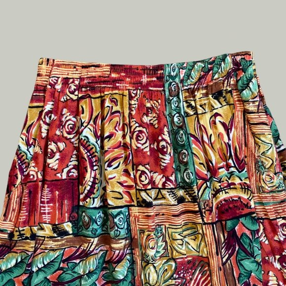 Sag Harbor Petite Vintage Floral Tropical Rayon Skirt - Picture 2 of 8